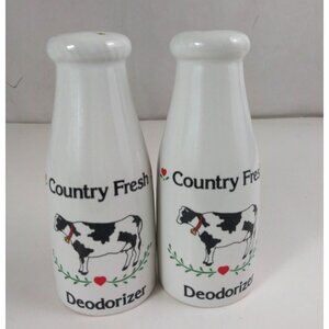 Vintage W.A. Country Fresh Deodorizer Cow Design Salt & Pepper Shakers